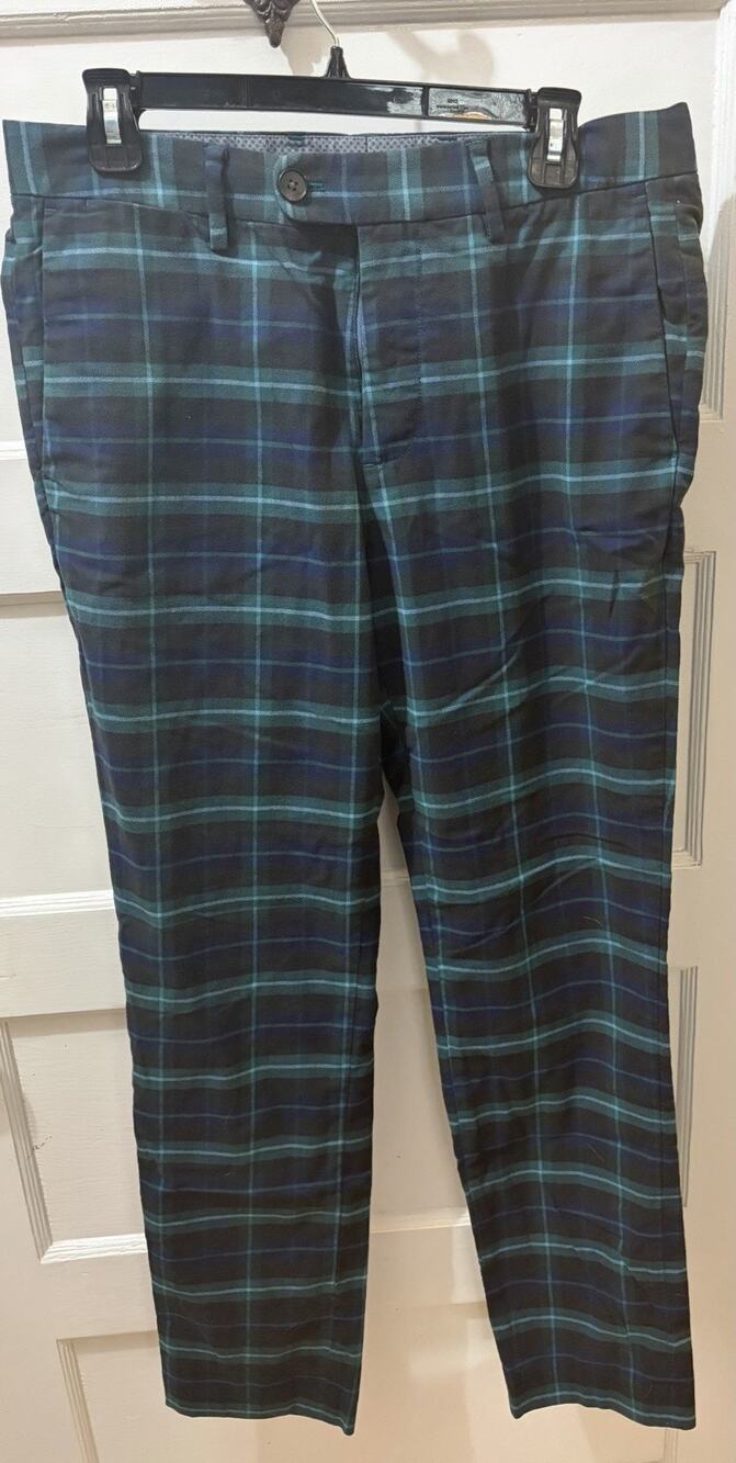Bonobos Custom Made Pants Tartan Plaid Men’s 32 Slim Fit